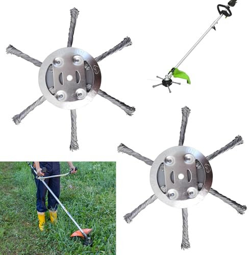 2 piezas de alambre de acero cortacésped, cepillo para desbrozadora, accesorio para desbrozadora, cepillo de malas hierbas para desbrozadora para cortacésped de jardín, herramienta eléctrica (6