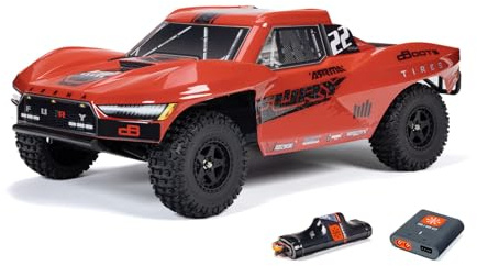 ARRMA Fury Mega 550 2WD, fjärrstyrd bil, RC bil 1/10, kort course lastbil, över 30 km/h, uppgraderingsbar, inklusive batterier och laddare, röd, ARA3221ST1