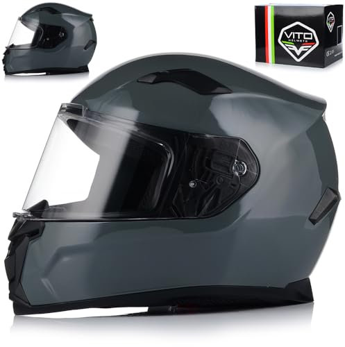 Integralhelm Mopedhelm | VITO Duomo | Motorrad Helm Vollvisierhelm Mopedhelm ECE 22.06 | Motorradhelm Full-Face Helme (M (57-58cm))
