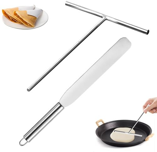 GWAWG Kit di 2 spatole e spatola per crepe, raschietto per pancake e spatola per crêpe, per cucinare e cuocere, strumenti per crepe, per uso domestico e commerciale, set di spalmatrici per torte