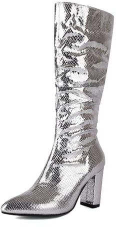 Dasongff Bottes de Pluie Femme avec Paillettes Cuir Verni Métallique Deguisement Disco Femme Couvre-chaussures Chaussures Mode et Sport pour Femmes Confort Chic Et Confortable Hiver Botte Equitation