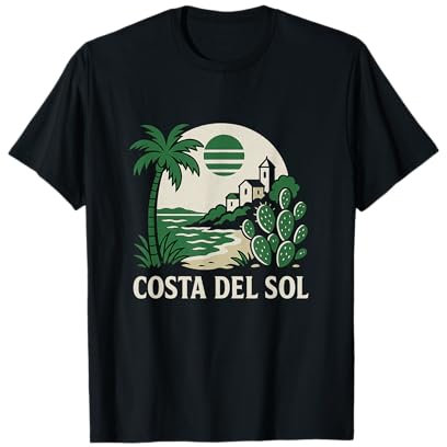 Costa del Sol Retro Coast View Scene Travel Art T-Shirt