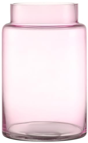 KAYLETIN Stor glasvas, rosa blomvaser för bukett, hög glasvas, bred munvaser för soffbord, bröllop, vardagsrum, kontorsdekor, matbord, 18 cm