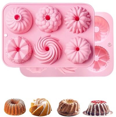 Fonyiunce 2 Pezzi Ciambella Stampi, Stampo Silicone, Stampo Muffin Silicone, Riutilizzabile Stampo Muffin, Stampi Dolci, Teglia da Forno Antiaderente, per Cupcake, Brownies, Budini