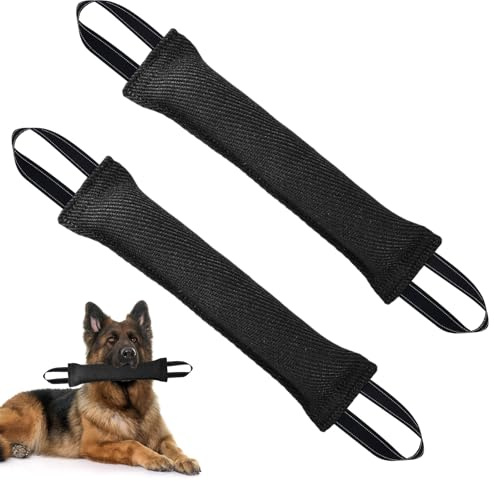 Ziyonix 2Pcs Mordedor Perro 30cm Juguetes para Perros de Entrenamiento Salchicha Mordida para Perros on 2 Asas Juguete para remolcar Perro Juguete de tracción Dogs para Dogs Medianos a Grandes