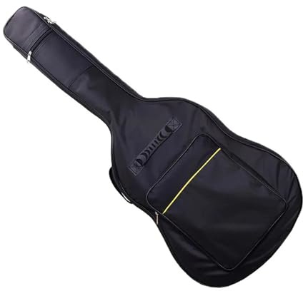 UJEDFHV Gitarrväska 100 cm akustisk gitarrväska vattentät Rip-Stop Oxford nylon dubbla remmar vadderad svart fodral musikal, Svart, 1PC