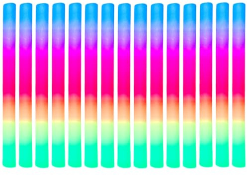 Baguettes lumineuses à DEL – 15 tubes fluorescents, modes flash multicolores, décoration de fête amusante, bâtons d'éclairage à main | Accessoires de fête clignotants pour Halloween, concerts