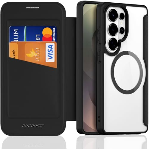 DUX DUCIS Magnetfodral för Samsung Galaxy S26 Ultra med MagSafe, reptåligt stötsäkert fodral [RFID-blockerare], flip-läderfodral för S26 Ultra (svart)