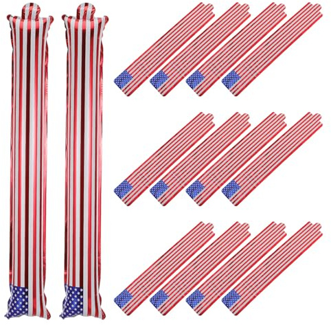 LOPUNER 100pcs Thunder Stick: USA Flag Team Spirit Boom Stick, 250th Anniversary Cheering Accessories, Cheerleading Noise Maker, Inflatable Plastic Clapper for Soccer Sports Basketball