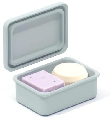 PAVSTINE Silicone Boite Savon Voyage avec Couvercle, Gris | Imperméable et Résistant à L'humidité, Forte Étanchéité, Facile à Transporter, pour Salle de Sport, Salle de Bain et Camping