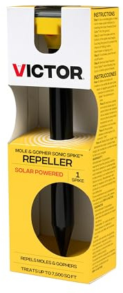 Victor Mole and Gopher Solar Powered Sonic Spike - Outdoor Mole and Gopher Repellent - M9014 - Chemical Free Solution - Solar-Powered