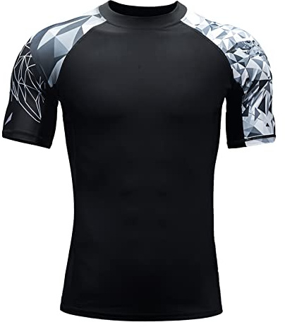 HUGE SPORTS Rashguard Homme Manches Courtes Sechage Rapide Maillot de Bain T-Shirt pour Surf Natation Aigle 3XL
