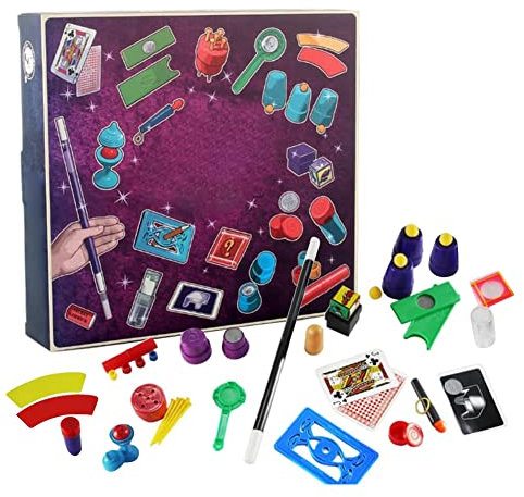 URFEDA Kinder Zauberkasten - Anfänger Kinder Zaubertricks Set mit Zauberstab, Zylinder, Kostüm & vieles mehr, Neuheit Magie Requisiten Zauber Tricks - Geeignet für Kinder ab 6 Jahren