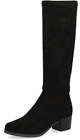 CAPRICE Bottes femme hautes à talons hauteur genou véganes, Noir (Black Stretch), 40 EU