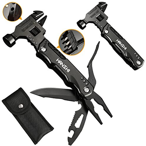 HANSHI Adjustable Wrench Multitool Hammer with Nylon Sheath for Gift