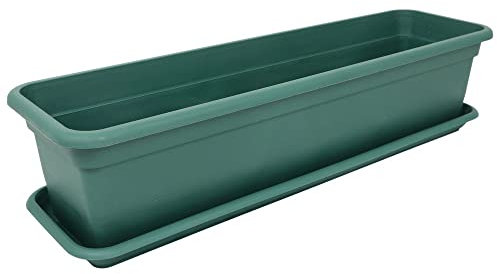 MePla - Balconnière Balcon 80 CM + Dessous De - Vert - Bac à Fleurs - Cache-Pot - Jardinière en Résistant aux Intempéries Résistant Aux UV Plastique