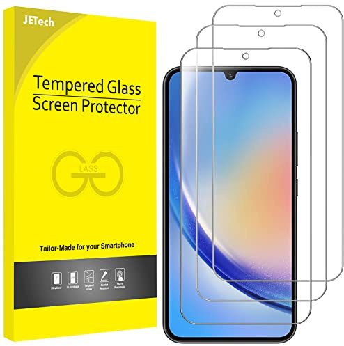 JETech Skärmskydd för Samsung Galaxy A34, 3-Pack | HD-Klar, Anti-Skrapa, 9H Reptåligt Härdat Glas