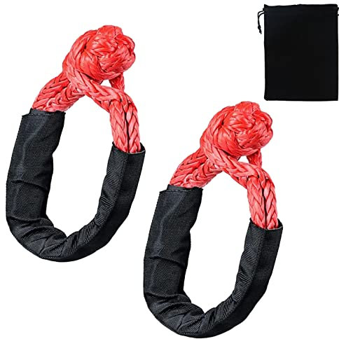 2 Piezas Grillete Todoterreno, Cuerda de Remolque, Grillete Suave con Cubierta Protectora, Resistencia a la Rotura de 17T para Vehículos Jeep de Recuperación Todoterreno