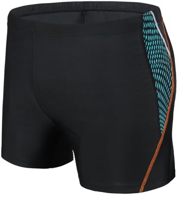 AMZSPORT Herr badshorts badshorts pool med dragsko, Svart linje orange, L