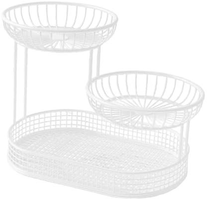 Gralara Corbeille à Fruits à 3 Étages, Support pour Bol à Fruits, Panier de Grande Capacité, Organisateur Multifonction Légumes/Œufs/Snacks, Support Métallique pour Salle à Manger, Blanc