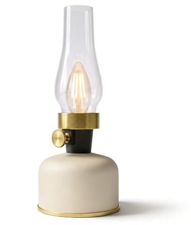 CALEX Lavinio Rechargeable Table Lamp, LED Oil Lamp, Dimmable, Sand | A cosy amber glow inspired by traditional oil lamps, featuring a rechargeable battery for up to 8 hours of use