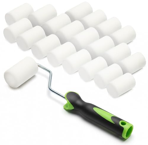ToolSpace 20x Lackierwalze 5 cm mit Griff Superfein Schaumstoffrolle 50 kg/m³ Schaumstoff Dichte Lacke Lasur Acryl Lösungsmittelbeständig Nicht-Aggressive Malerrolle Lackrolle Feinarbeiten Türen Möbel
