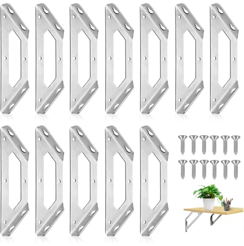 12 Staffe Angolari per Legno, Squadrette Angolari In Acciaio Inox Staffa Angolare Ferramenta per Mobili Armadi Scaffali Da Ta