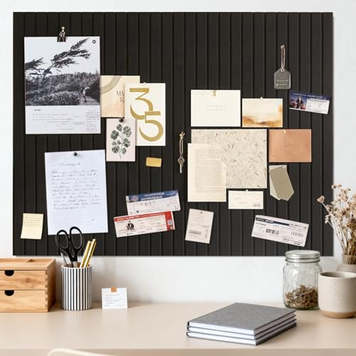 Stor filt anslagstavla svart självhäftande, 90 x 60 cm pinnvägg kork | 0,9 cm tjock vision bräda, fotovägg korkplatta pegboard memoboard filtplattor pinvägg modern för kontor kök barnrum