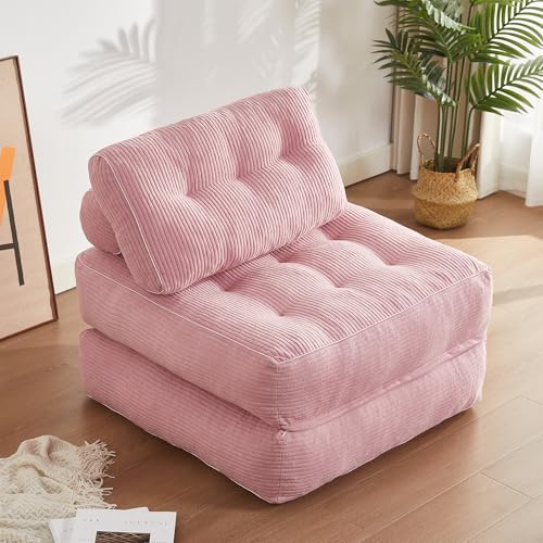 Litbird Divano letto pieghevole – Divano a sacco – Poltrona relax, divano gioco, divano letto e letto degli ospiti per piccoli spazi, poltrona per camera da letto e soggiorno (Rosa, 89,9 cm)