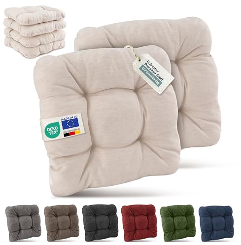 Beautissu 6er Set Premium Stuhlkissen UV-beständig robust für Balkonstühle