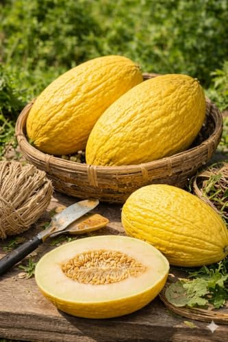 Semi di Melone Rugoso Napoletano Giallo – Varietà Antica Tradizionale – Semi Non OGM per Orto e Giardino – Coltivazione Facile, Frutto Dolce e Profumato