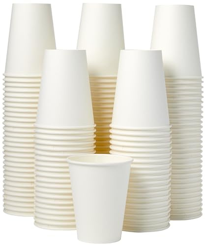 Amazon Basics Disposable Paper Cups for Hot and Cold Beverages, 12 ounces, White, 1000 Count