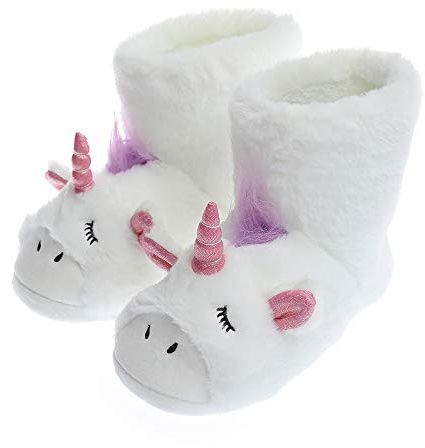 Pantofole Unicorno | Sneakers Indoor Outdoor | Accoglienti Peluche Scarpe Donna Pantofole | Cute Fluffy Ragazze Pantofole, Bianco (Stivale bianco), 38/39 EU
