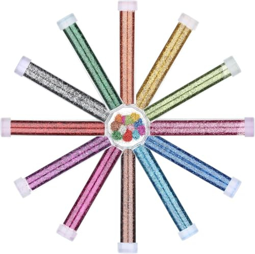 Glitzer LISOPO Glitzerpulver 24 x 20g(480g) Glitter zum Basteln, Karten herstellen,Festival Dekoration, Glitzerpuder für Nägel, Körper, Gesicht, Slime,Kosmetik & Glitzer