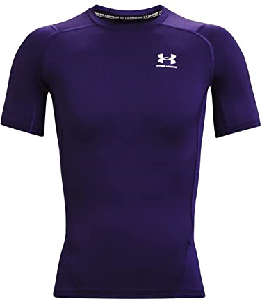 Under Armour Armour HeatGear - Maglietta a Maniche Corte, a Compressione, da Uomo, Colore: Viola (500)/Bianco, Taglia XL