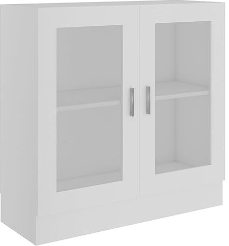 vidaXL Vitrinenschrank Bücherschrank Aktenschrank Büroschrank Vitrine Schrank Bücherregal Sideboard Weiß 82,5x30,5x80cm Holzwerkstoff
