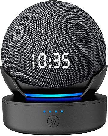 PlusAcc Tragbare Batterie für Dt 5.Gen/ 4. Gen – 10000 mAh Akku Lautsprecher Zubehör mit 16 Stunden Spielzeit Ladestation für Home Mini (Ohne Dt Geräte) Schwarz