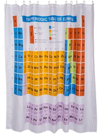 Hebgen Trading Duschvorhang Periodensystem 180x180cm Badewannenvorhang für Dusche und Badewanne