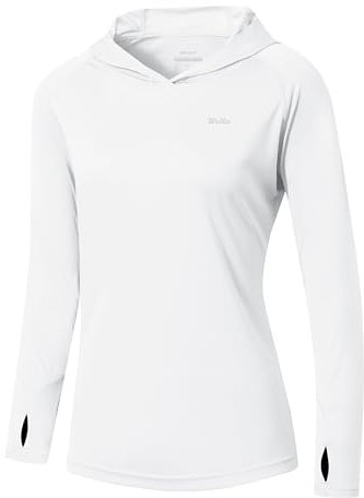 WILLIT Damen Laufshirt UPF 50+ Sonnenschutz Hoodie Sportshirt UV Shirt Langarm Wandern Angeln Outdoor Shirt Schnelltrocknend Leichter Hoodie Weiß XL