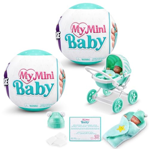 5 Surprise My Mini Baby Series 1, 2 kapslar, av ZURU, samlarobjekt mystisk kapsel, leksak för flickor, realistisk miniatyrbaby, lekset och tillbehör (2 kapslar)