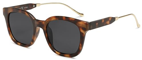 SOJOS Classic Square Polarized Sunglasses Womens Mens Retro Trendy UV400 Sunnies SJ2050, Dark Tortoise/Grey
