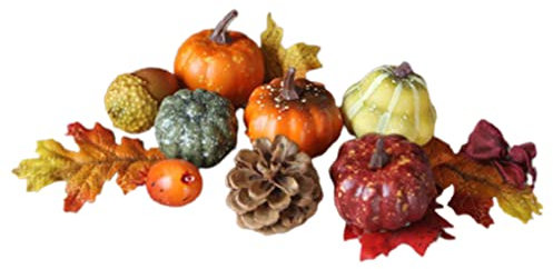 Hilai Décorations d'automne, décorations d'automne, citrouilles artificielles d'halloween Courges d'automne Cônes de pin d'érable Ensemble de Glands Décor de Thanksgiving 6,5 cm