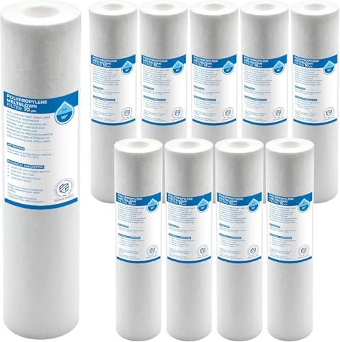 Filtro a Cartuccia Avvolta 10 – Set 10 Pezzi, 50µm | Filtro a Filo per Acqua Potabile, rimozione di impurità meccaniche come sabbia, fango e ruggine – Durata fino a 6 mesi