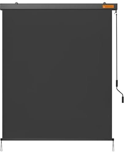Yaheetech Toldo Vertical 250 x 160 cm Toldo Enrollable a Mano con Manivela Estor para Exterior Protección Solar y de la Intimidad Resistente al Agua con Manivela para Balcón Terraza y Jardín Antracita