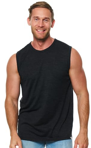 Merino.tech Canottiera Uomo Lana Merino - Intimo Lana Merino Attivo Canotte Uomo Leggere per Sport e Uso Quotidiano (Small, Charcoal Grey Tank)
