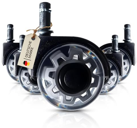 Bürostuhl Rollen 5er Set Rollen für Bürostühle mit einem 11mm x 22 mm Stift, super leise und weich. Geeignet für Hartböden, Parkett, Teppich, Laminat, (Passt nicht für IKEA).