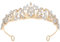 Qianyu Diadem Hochzeit Krone Kristall Strass Krone Tiara Gold Braut Stirnband Kristalle Prinzessin Krone Mädchen Crown Diadem für Geburtstag Hochzeit Brautjungfer Festzug Abschlussball Party
