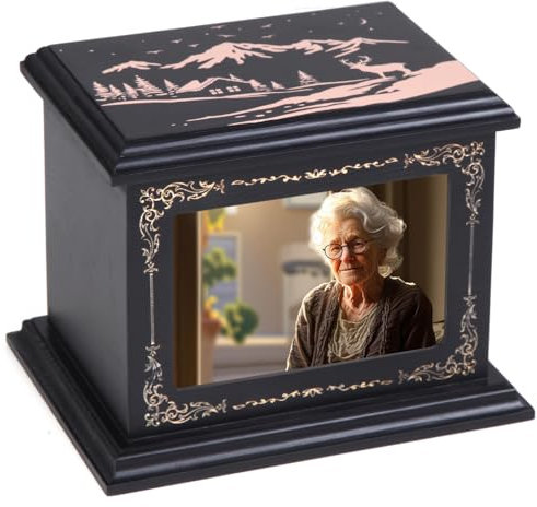 Urnas de cremación para Cenizas humanas, Adultos, machos y Mujeres, urnas de Madera y ataúd para Hombres y Mujeres, urnas conmemorativas funerarias para Cenizas con Marco de Fotos, urna de entierro