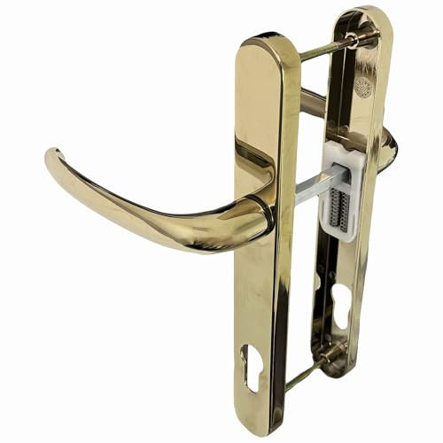 UPVC Double Glazing 92PZ 210mm Screw Centres Sprung Door Handle Set PVC Long Backplate Gold