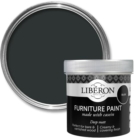 Libéron Furniture Paint - Casein-Based - Ultra Matt - High Coverage - Timeless Look - Black Matt 500ml